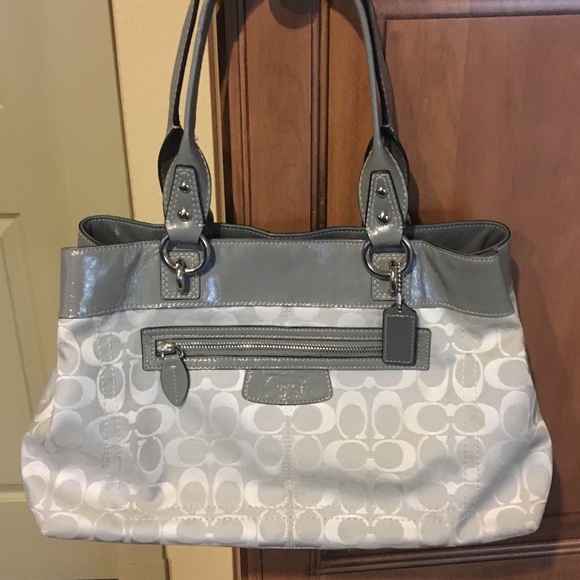 Coach Handbags - Coach Grey Penelope Signature Purse/Tote